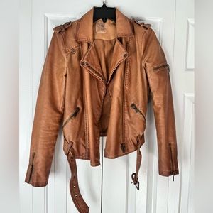 ZARA tan faux leather jacket